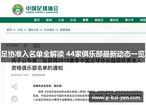 足协准入名单全解读 44家俱乐部最新动态一览 足协准入名单全解读 44家俱乐部最新动态一览