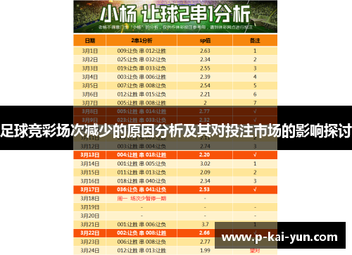 足球竞彩场次减少的原因分析及其对投注市场的影响探讨 足球竞彩场次减少的原因分析及其对投注市场的影响探讨